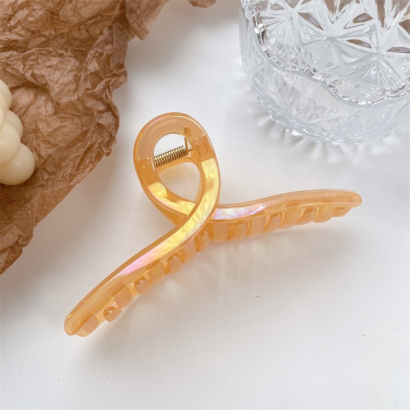 New 13cm Oversized Hair Claw Shark Clips Shiny Colorful Cross Grab Clip Womans Girl Elegant Ponytail Hairpin hair Accessory